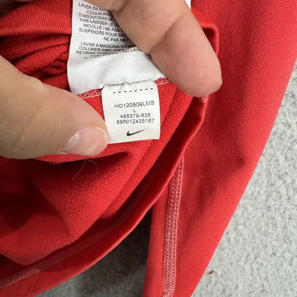 Nike sweatshirt womens large red‎ 1/2 zip dri fit pro swoosh logo gym athleisure - Picture 8 of 10